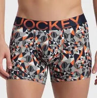 Jockey FP23 Men Super Combed Cotton Elastane Printed Trunk - Navy Nasturtium